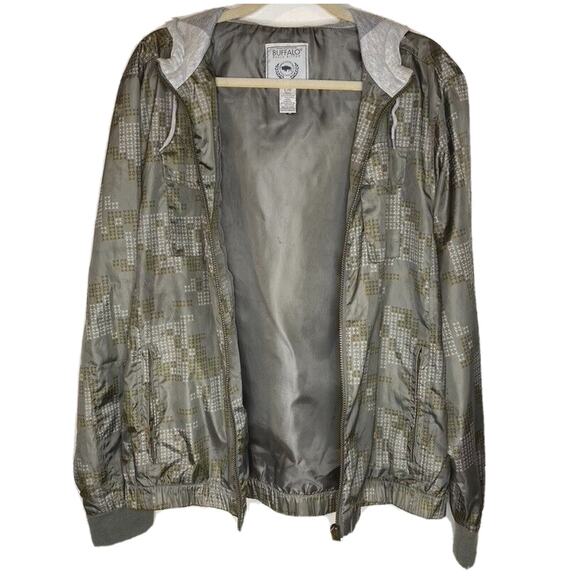 David Bitton Buffalo Mens Windbreaker Full Zip Jacket Camo Lined Hooded Size L - Picture 11 of 11